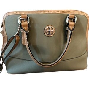 Giani Bernini Olive Green Dome Satchel Bag with Tan Accents‎ Medium